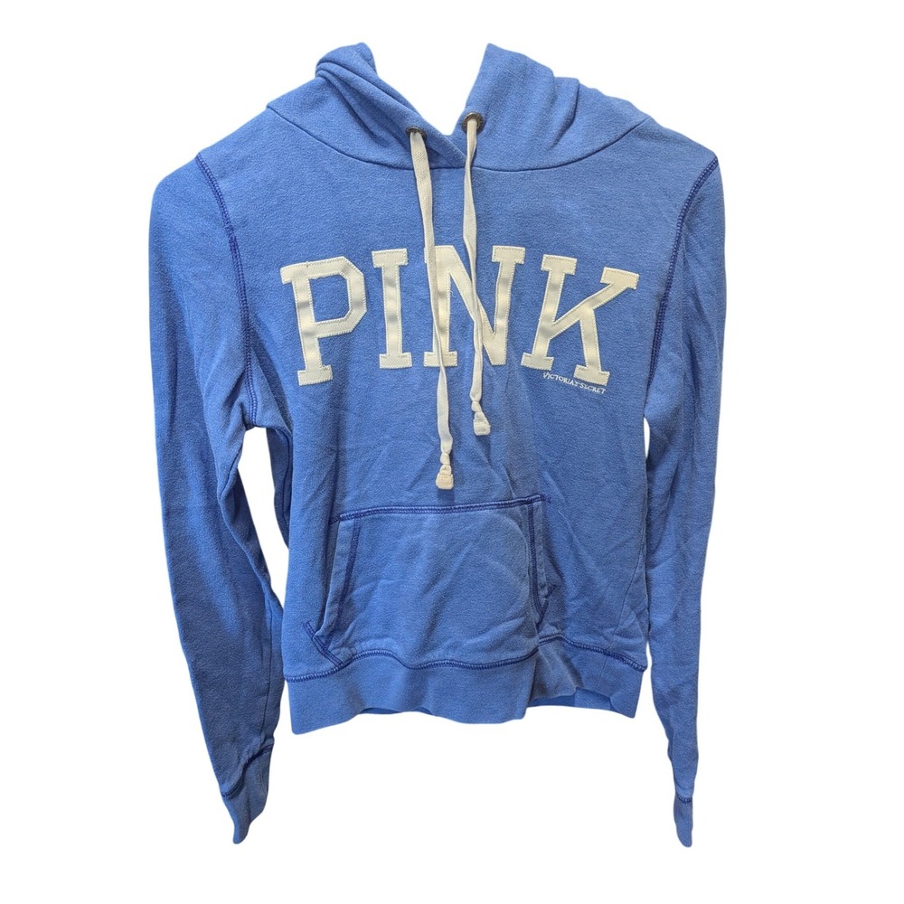 Victoria's Secret PINK Pullover Hoodie Blue Logo Sweatshirt XS